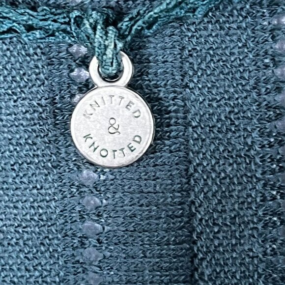 Knitted & Knotted Teal Open-Front Knit Lightweight Cardigan 100% Cotton Size XS - Picture 4 of 10